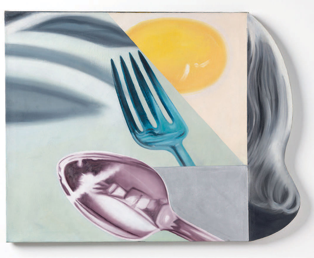 James Rosenquist, Coenties Slip Studio, 1961, oil on canvas and shaped hardboard, 34 × 43".