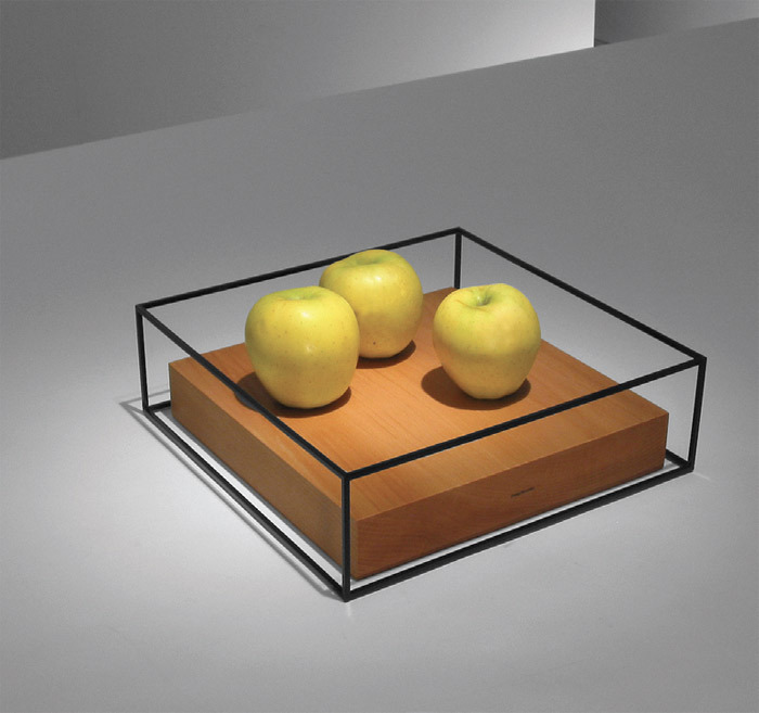 Ron Gilad, Platform + Border = Fruit Bowl (Part 1), 2000, wood, brass, 3 1/2 x 11 x 11".
