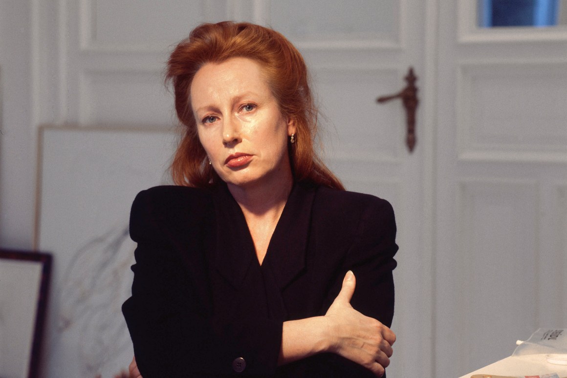 Portrait of artist Rebecca Horn in her studio