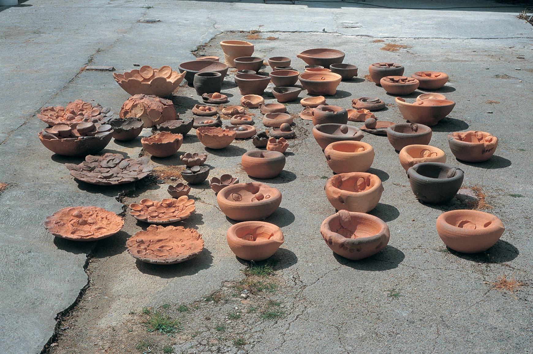 Gabriel Orozco, Cazuelas (Beginnings), 2002, fired clay, dimensions variable.