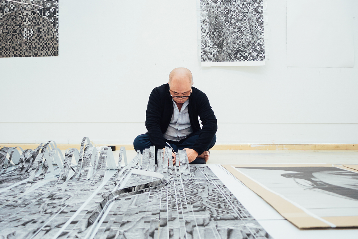 Dinh Q. Lê at STPI Creative Workshop & Gallery, Singapore, 2018. Photo: Toni Cuhadi.