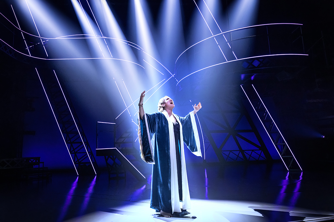 Carson Kreitzer and Matt Gould’s Lempicka, 2018, in a production directed by Rachel Chavkin. Performance view, Longacre Theater, New York, March 2024.