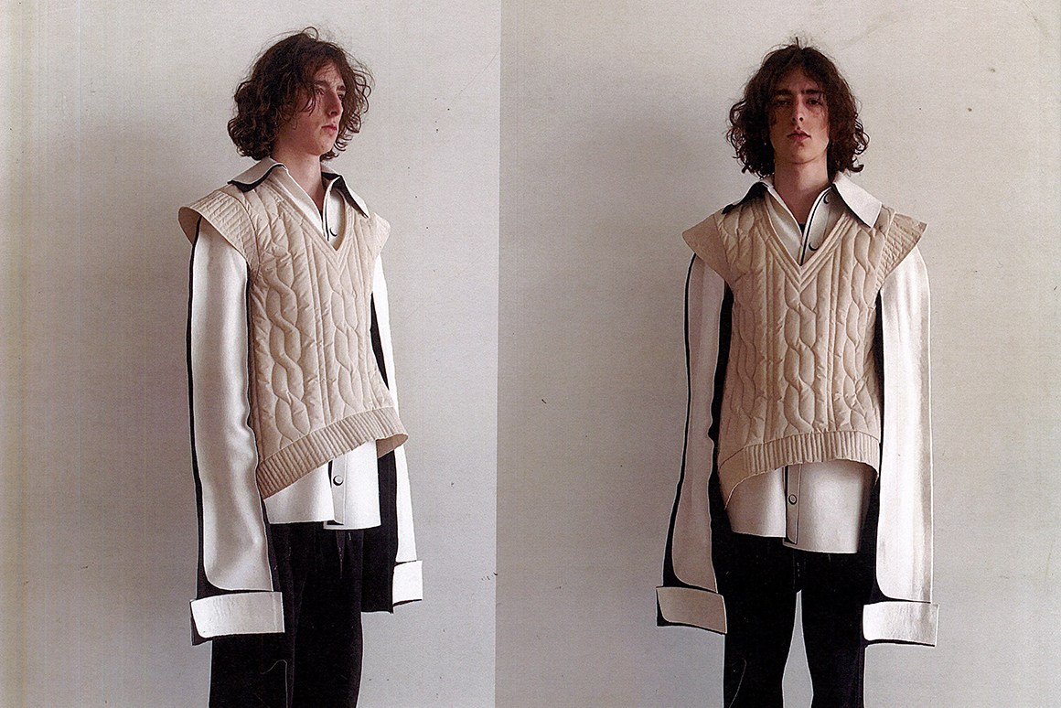 Lookbook page for Sophie Gontard’s 2024 “I find men’s clothing Funny” Institut Français de la Mode graduate collection. Photos: Sophie Gontard.