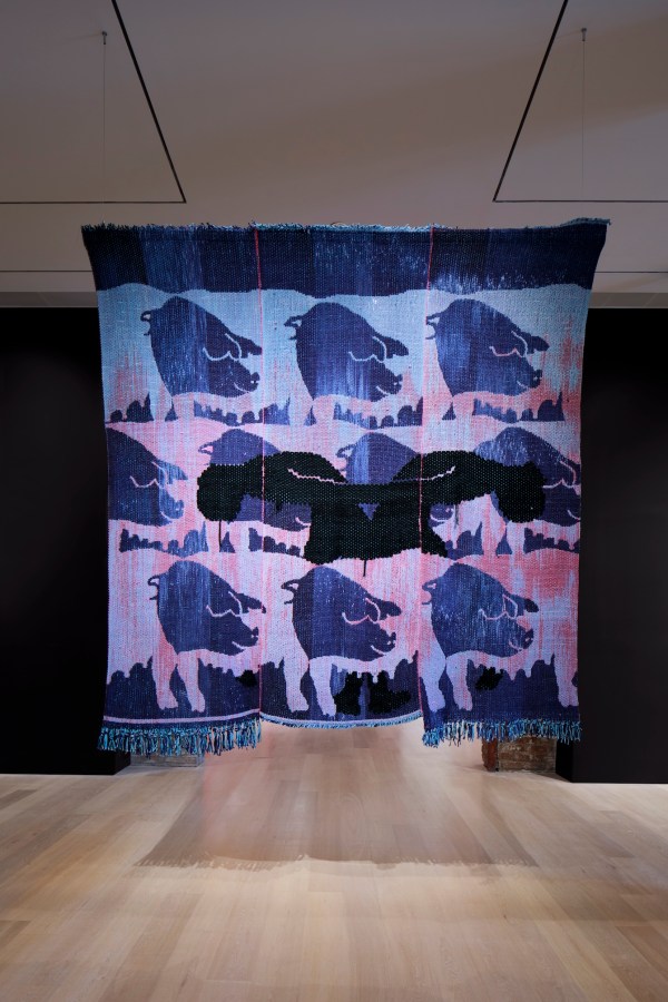 Diedrick Brackens, birth of humility, 2024, cotton, acrylic yarn, 98 x 100".