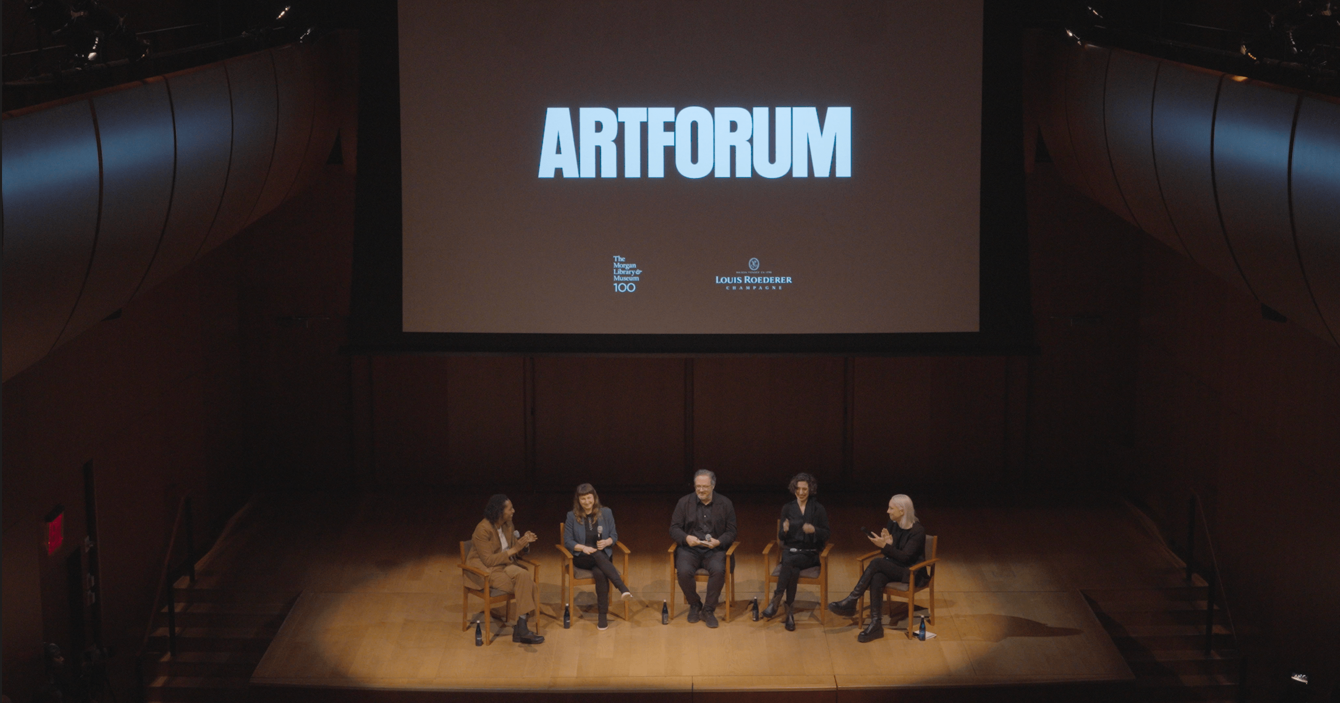 Artforum Atelier panel in December 2024 with Courtney J. Martin, Saisha Grayson, Rafael Lozano-Hemmer, and Charlotte Kent and Tina Rivers Ryan